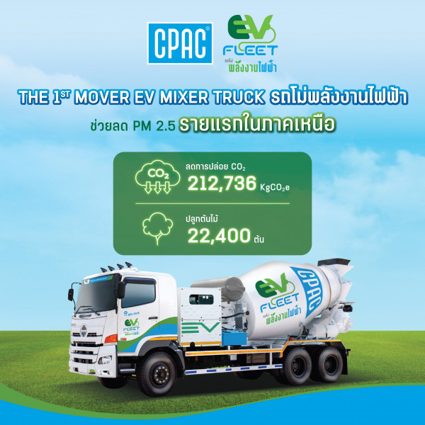 CPAC อัปเลเวลความกรีน เปิดตัวรถโม่พลังงานไฟฟ้าแห่งแรกในภาคเหนือ  “CPAC EV Mixer Truck” ต้นแบบการขนส่ง Green Logistics