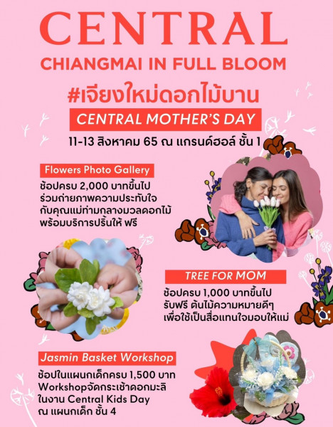CENTRAL CHIANGMAI IN FULL BLOOM: CENTRAL MOTHER’S DAYกิจกรรมสุดพิเศษท่ามกลางมวลดอกไม้ต้อนรับวันแม่